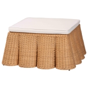 bali & pari Palm Scallop Natural Rattan Ottoman with Cushion - Handwoven Wicker Accent Bench or Footrest for Living Room, Bedroom, or Sunroom Decor, 39" Square Baxton Studio restaurant furniture, hotel furniture, commercial furniture, wholesale living room furniture, wholesale ottoman, classic ottoman